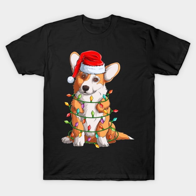 Corgi Santa Christmas Tree Lights Xmas Gift For Dog Lovers T-Shirt by _So who go sayit_